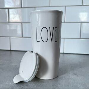 Rae Dunn LOVE Travel Mug Artisan Collection Magenta